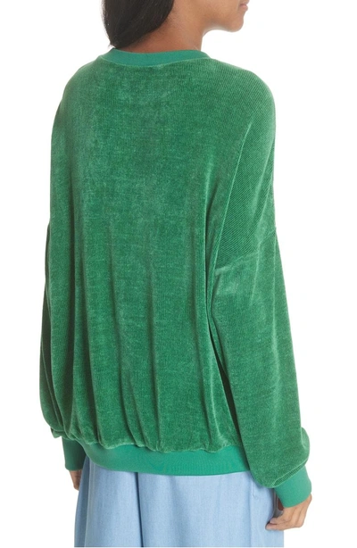 Shop Tibi Chenille Crewneck Sweater In Green