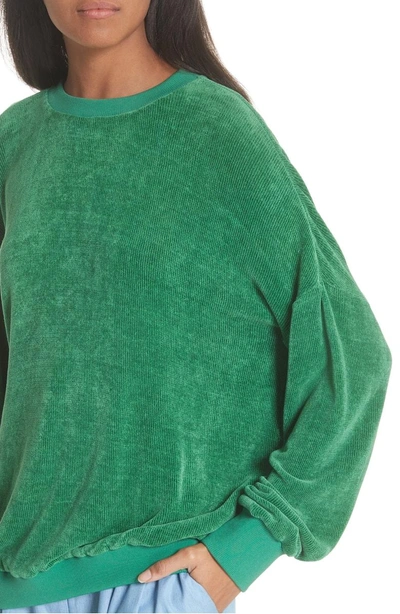Shop Tibi Chenille Crewneck Sweater In Green