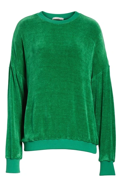 Shop Tibi Chenille Crewneck Sweater In Green