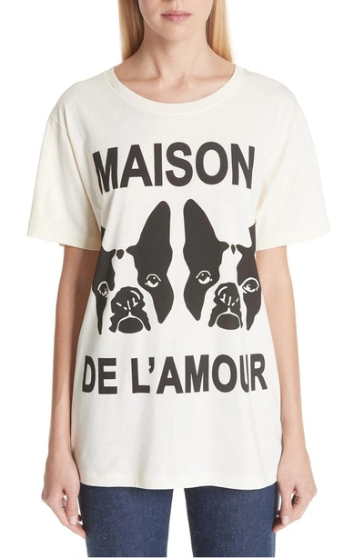 Shop Gucci Maison De L'amour Dog Print Cotton Jersey Tee In Sunkissed/ Black