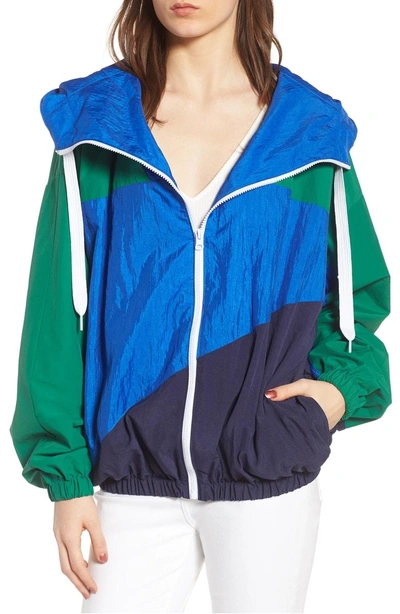 Shop Kendall + Kylie Colorblock Windbreaker Jacket In Green/ Blue