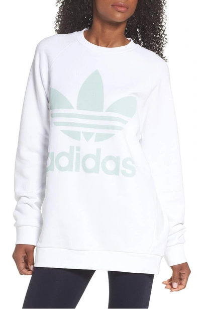 Adidas Originals Women's Originals Oversized Trefoil Crew Sweatshirt, White  | ModeSens