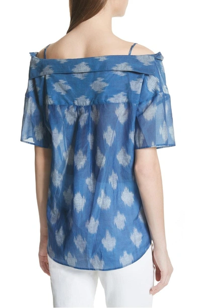 Shop Theory Tamalee Ikat Spot Blouse In White/ Blue