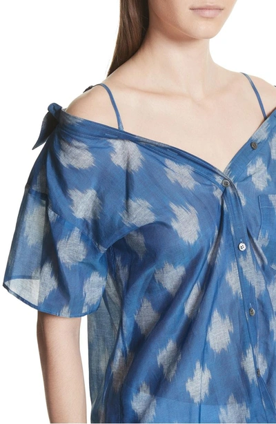 Shop Theory Tamalee Ikat Spot Blouse In White/ Blue
