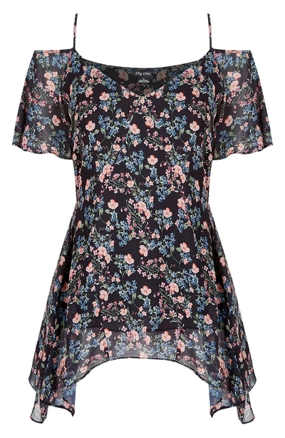 Shop City Chic Baby Floral Cold Shoulder Top