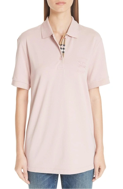 Shop Burberry Hartford Pique Polo In Apricot Pink