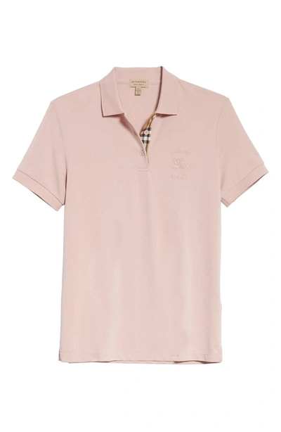 Shop Burberry Hartford Pique Polo In Apricot Pink