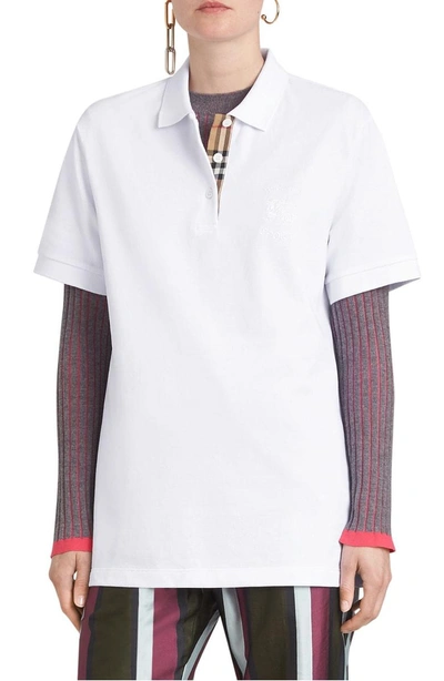 Shop Burberry Hartford Pique Polo In White