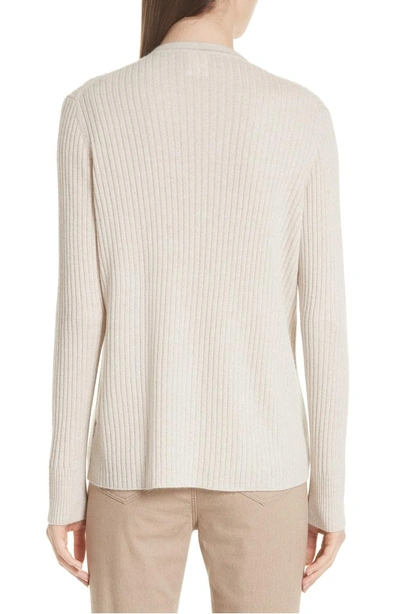 Shop Lafayette 148 Ribbed Cashmere Cardigan In Oatmeal Melange