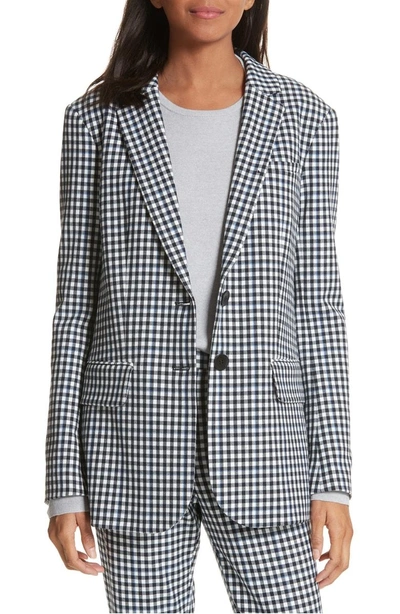 Shop Tibi Gingham Zipper Back Blazer In Gingham Multi