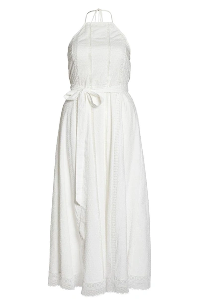 Shop City Chic Lace Trim Swiss Dot Halter Maxi Dress In Ivory