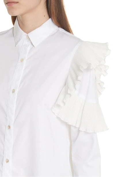 Shop Clu Pleat Trim Shirt In White