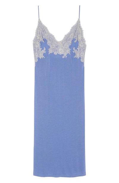 Shop Natori Luxe Shangri-la Nightgown In Wedgewood