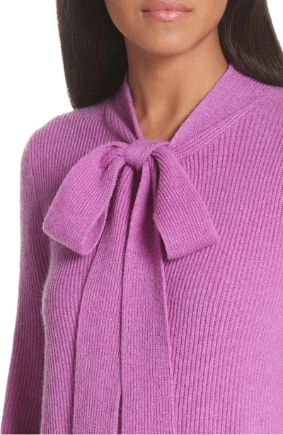 Shop Co Tie Neck Cashmere Sweater In Fuschia