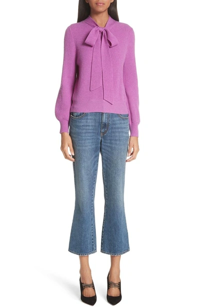 Shop Co Tie Neck Cashmere Sweater In Fuschia