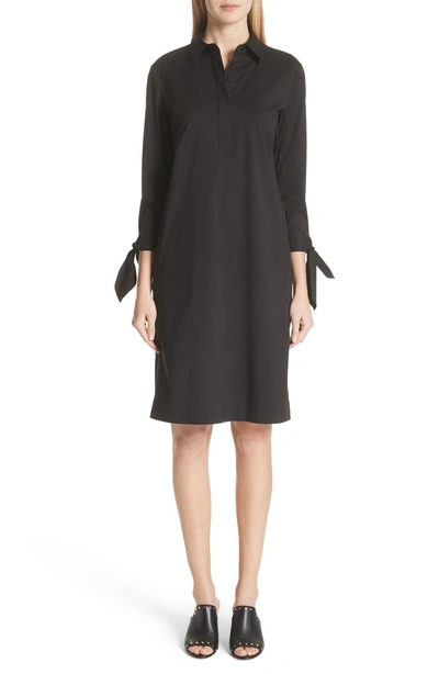 Shop Lafayette 148 Talia Stretch Cotton Blend Dress In Black