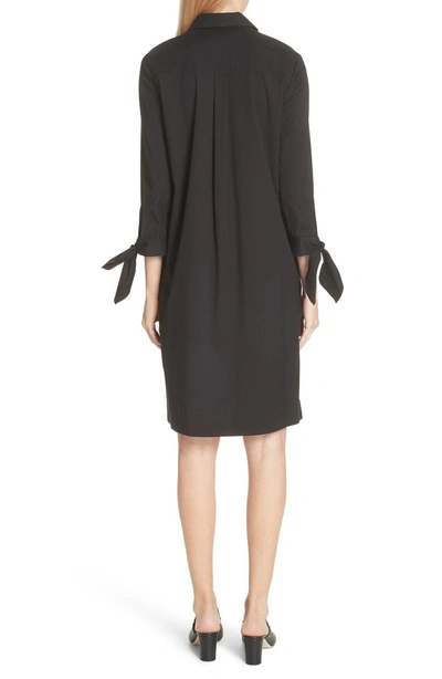 Shop Lafayette 148 Talia Stretch Cotton Blend Dress In Black