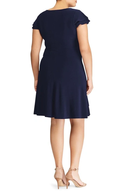 Shop Lauren Ralph Lauren Hartley Ruffle Fit & Flare Dress In Lighthouse Navy