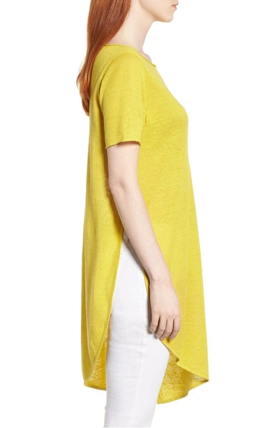 Shop Eileen Fisher Asymmetrical Organic Linen Tunic In Yarrow