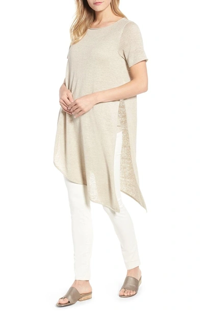 Shop Eileen Fisher Asymmetrical Organic Linen Tunic In Undyed Natural