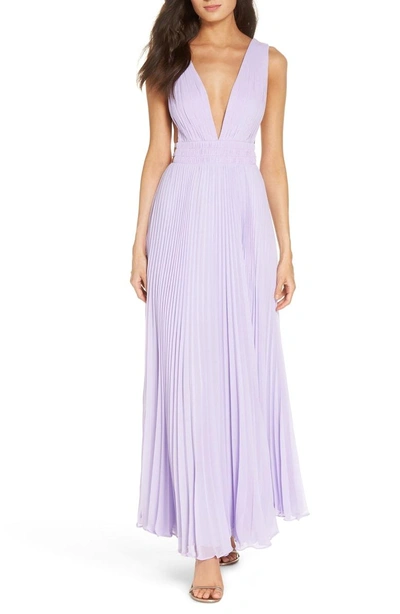 Shop Fame And Partners Fame & Partners The Peyton Pleated Gown In Lilac
