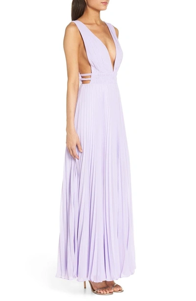 Shop Fame And Partners Fame & Partners The Peyton Pleated Gown In Lilac