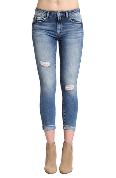 Shop Mavi Jeans Tess Ripped Skinny Jeans In Mid Indigo Vintage