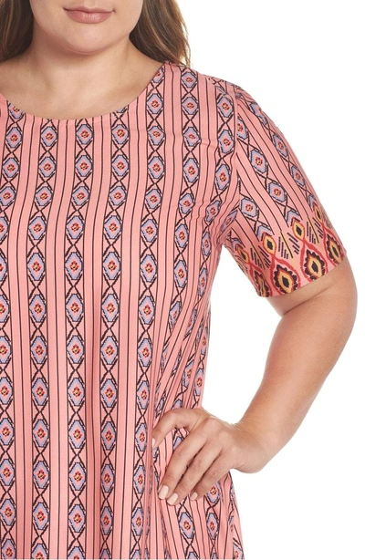 Shop Glamorous Galmorous Border Print T-shirt Dress In Coral Aztec Border