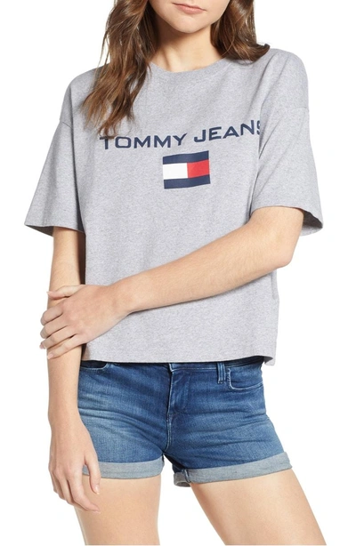 Shop Tommy Jeans Logo Tee In Light Grey Heather