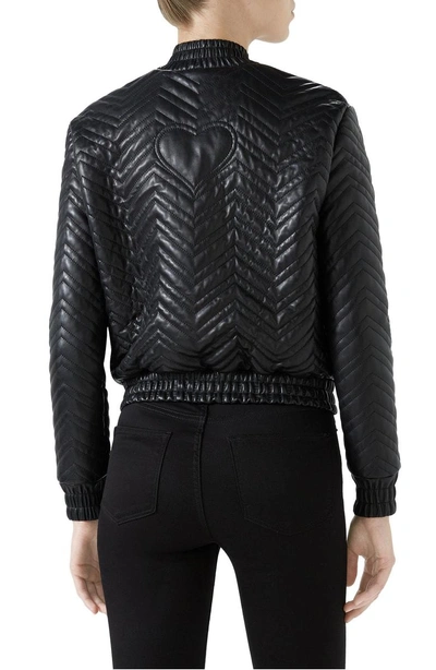 Shop Gucci Quilted Leather Bomber Jacket In Black