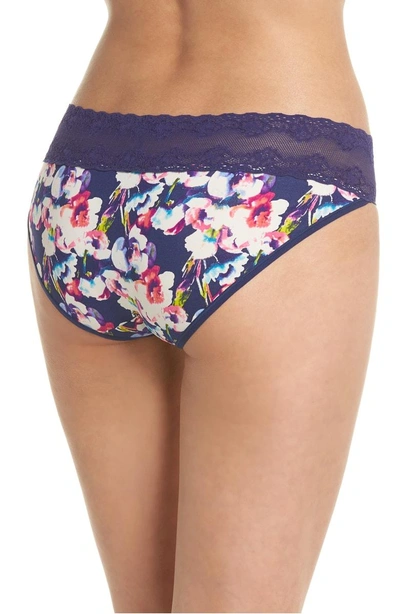 Shop Natori Bliss Perfection Bikini In Dark Blue Orchid Print