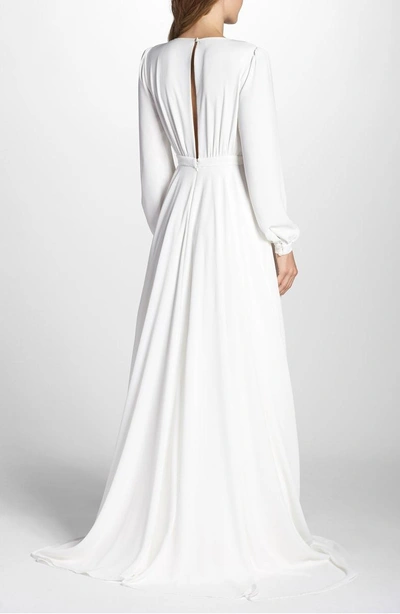 Shop Joanna August Floyd V-neck Long Sleeve Gown In White