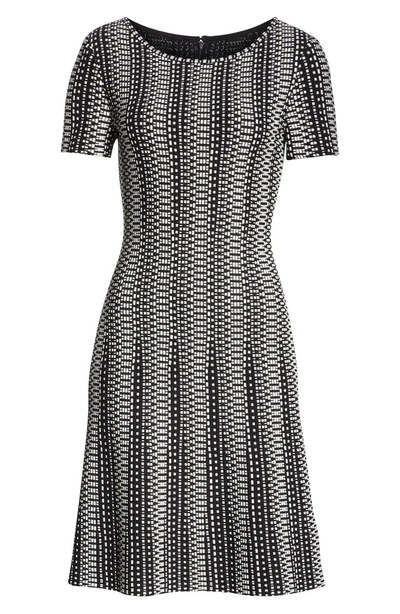 Shop St John Fit & Flare Knit Dress In Black / White