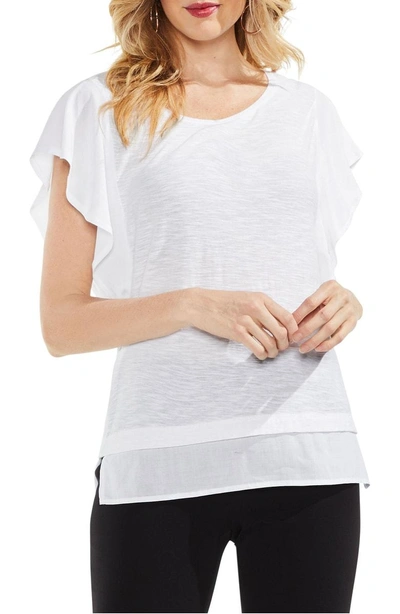 Shop Vince Camuto Ruffle Sleeve Top In Ultra White