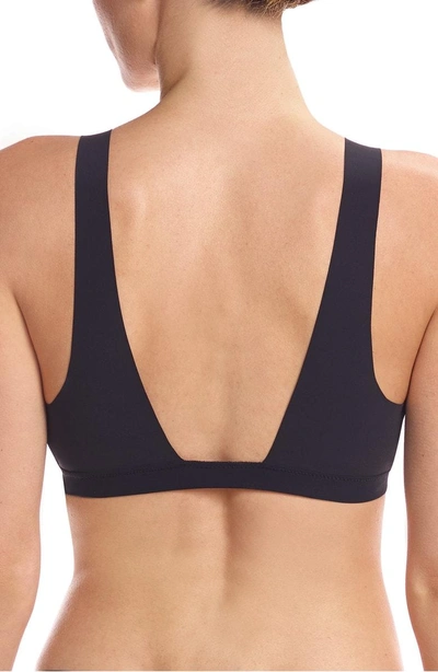 Shop Commando Stripped Colorblock Seamless Bralette In Navy/ Black