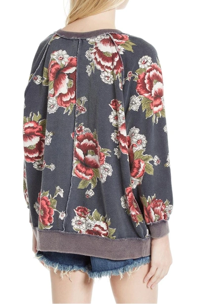 Shop Free People Go On Get Floral Sweatshirt In Black