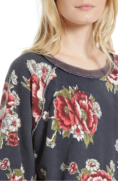 Shop Free People Go On Get Floral Sweatshirt In Black