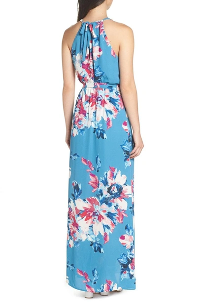 Shop Charles Henry Floral Maxi Dress In Blue Floral