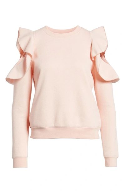 Shop Rebecca Minkoff Gracie Cold Shoulder Sweatshirt In Light Pink