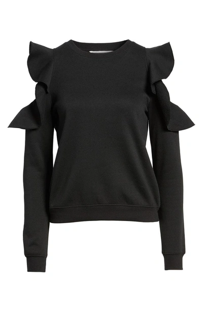 Shop Rebecca Minkoff Gracie Cold Shoulder Sweatshirt In Black