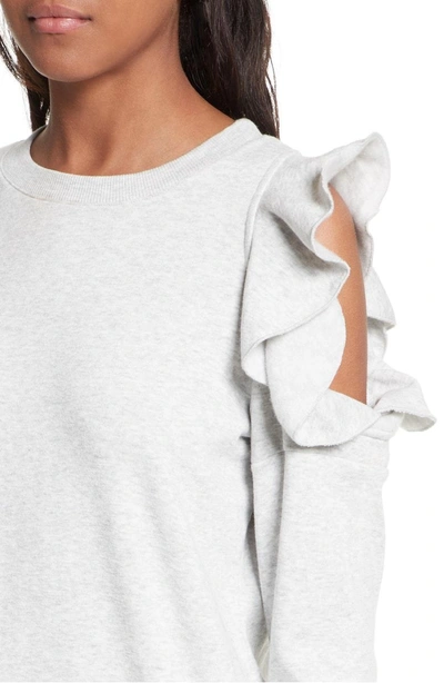 Shop Rebecca Minkoff Gracie Cold Shoulder Sweatshirt In Light Heather Grey