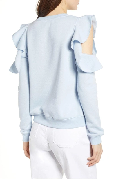 Shop Rebecca Minkoff Gracie Cold Shoulder Sweatshirt In Light Blue