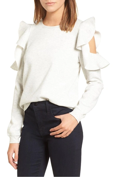 Shop Rebecca Minkoff Gracie Cold Shoulder Sweatshirt In Light Heather