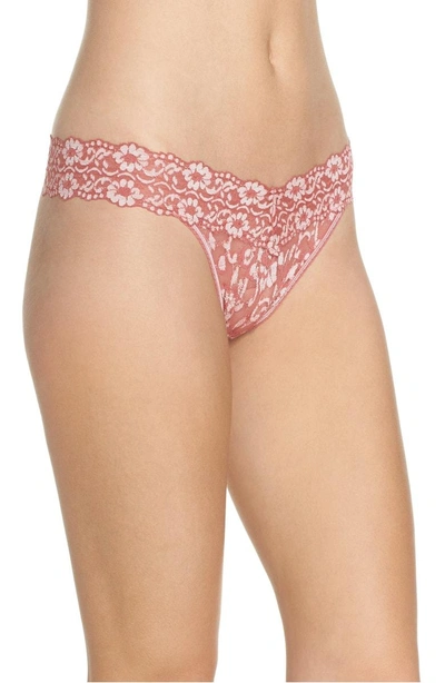 Shop Hanky Panky Cross Dyed Regular Rise Thong In Pink Sands/ Marshmallow