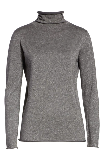 Shop Fabiana Filippi Metallic Turtleneck Sweater In Graphite