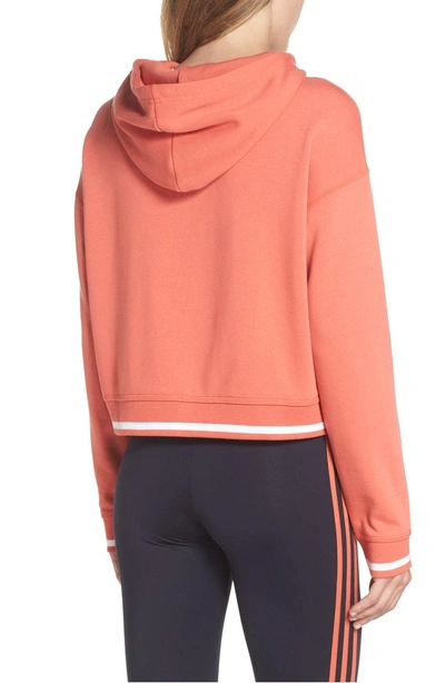 Shop Adidas Originals Active Icons Cropped Hoodie In Trace Scarlet