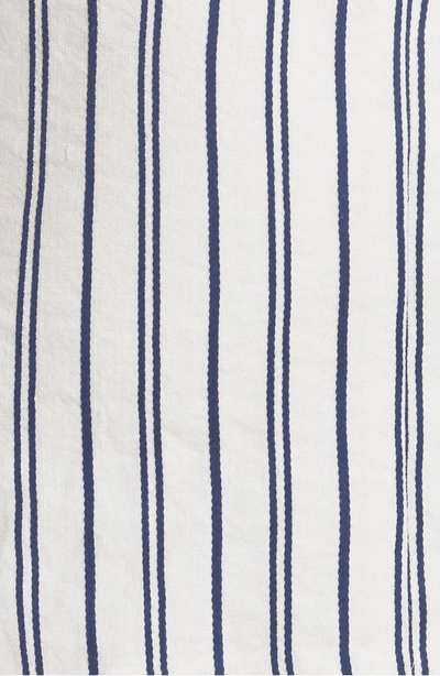 Shop Milly Apron Linen & Cotton Minidress In Cream/ Blue