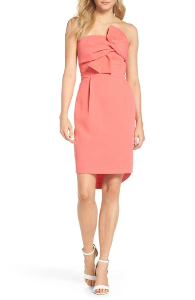 Shop Adelyn Rae Harper Knotted Strapless Minidress In Coral