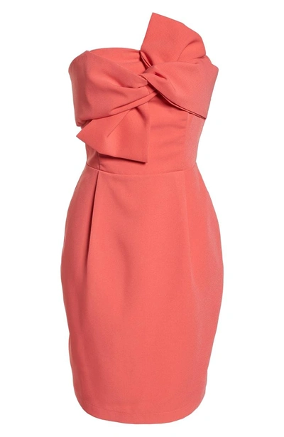 Shop Adelyn Rae Harper Knotted Strapless Minidress In Coral