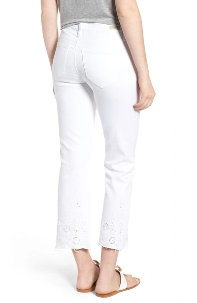 Shop Liverpool Hannah Embroidered Raw Hem Jeans In Bright White